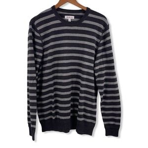 The Rail Grey Black Stripe Crewneck Large